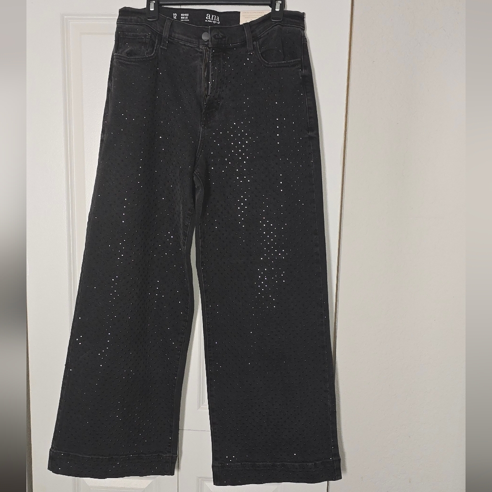 a.n.a Black Sparkle Flare Jeans